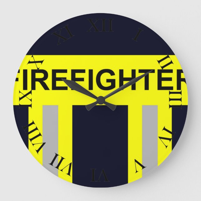 Feuerwehr Symbol Uniform Blau Große Wanduhr Stor Klocka (Framsida)