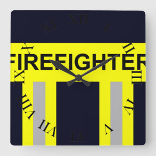 Feuerwehr Symbol Uniform Blau Quadratische Wanduhr Fyrkantig Klocka