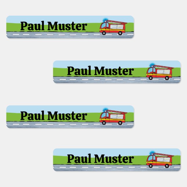 Feuerwehr Tag - 96 schmale Kinder Etiketten Klistermärke (Grupp)