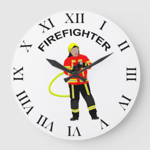 Feuerwehrmann i Einsatzkleidung Große Wanduhr Stor Klocka