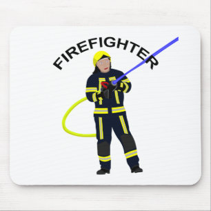 Feuerwehrmann in blauer Einsatzkleidung Mousepad Musmatta