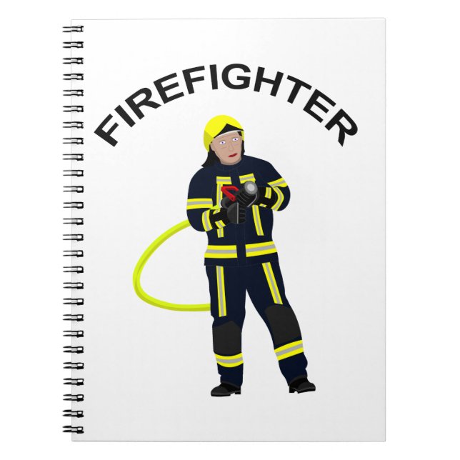 Feuerwehrmann in blauer Einsatzkleidung Notizblock Anteckningsbok (Framsidan)