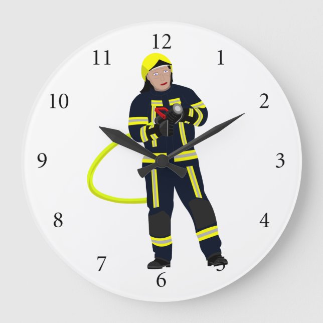 Feuerwehrmann in blauer Einsatzkleidung Stor Klocka (Framsida)
