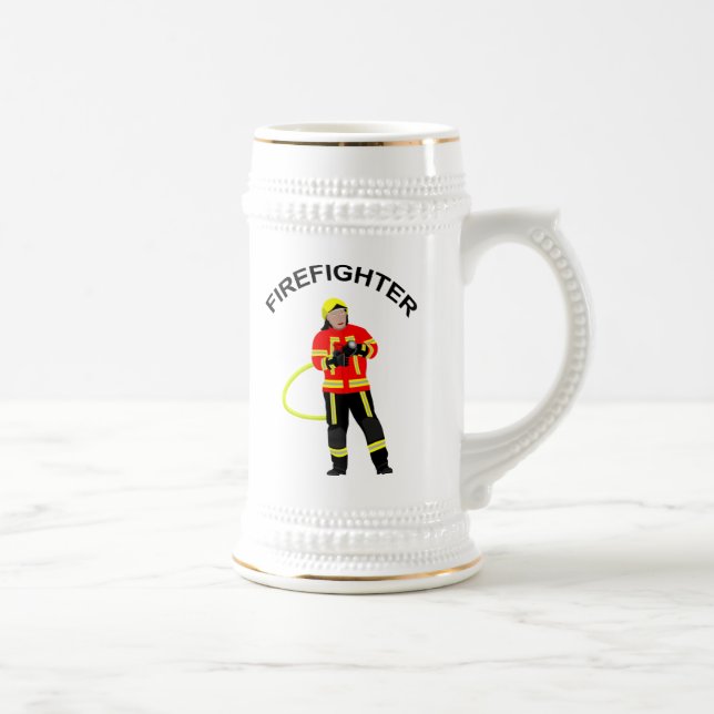 Feuerwehrmann in Einsatzkleidung Bierglas Sejdel (Höger)