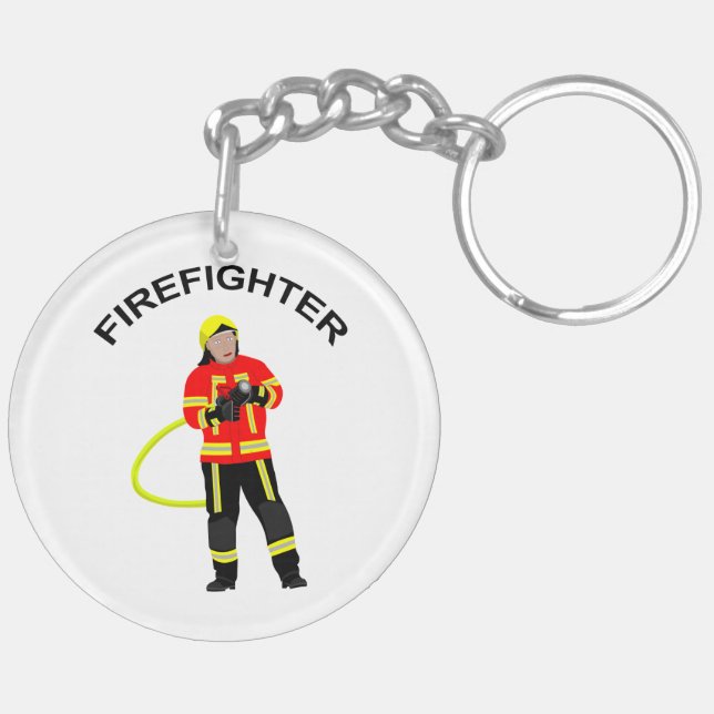 Feuerwehrmann in  Einsatzkleidung  Schlüsselanhäng (Vänster Baksida)