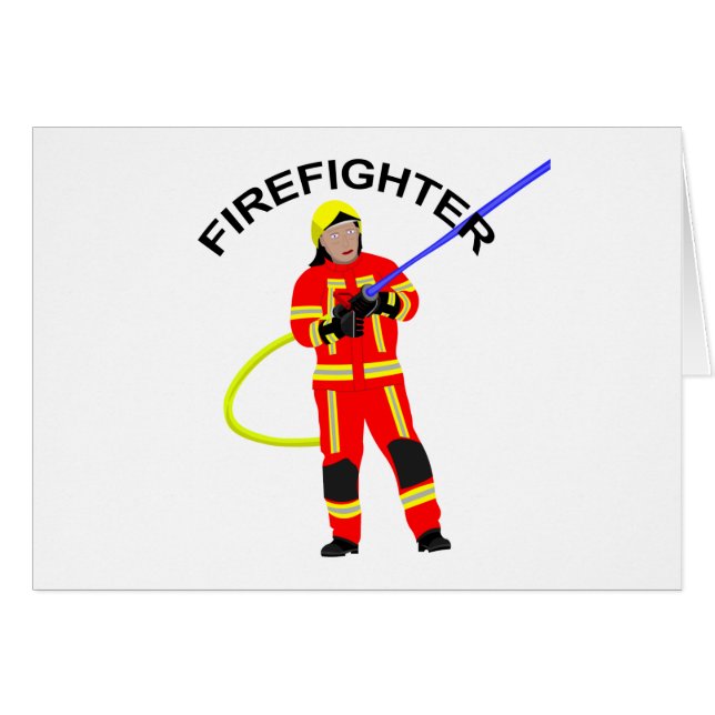 Feuerwehrmann in roter Einsatzkleidung Hälsningskort (Framsidan Horizontal)