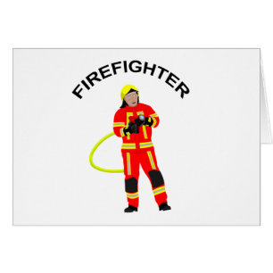 Feuerwehrmann in roter Einsatzkleidung Hälsningskort
