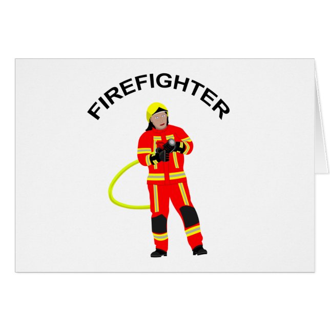 Feuerwehrmann in roter Einsatzkleidung Hälsningskort (Framsidan Horizontal)