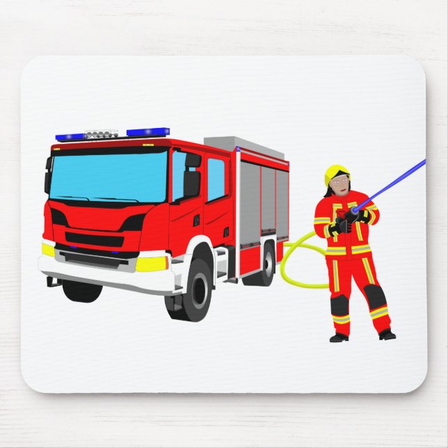 Feuerwehrmann und Löschfahrzeug Mousepad Musmatta (Framsidan)