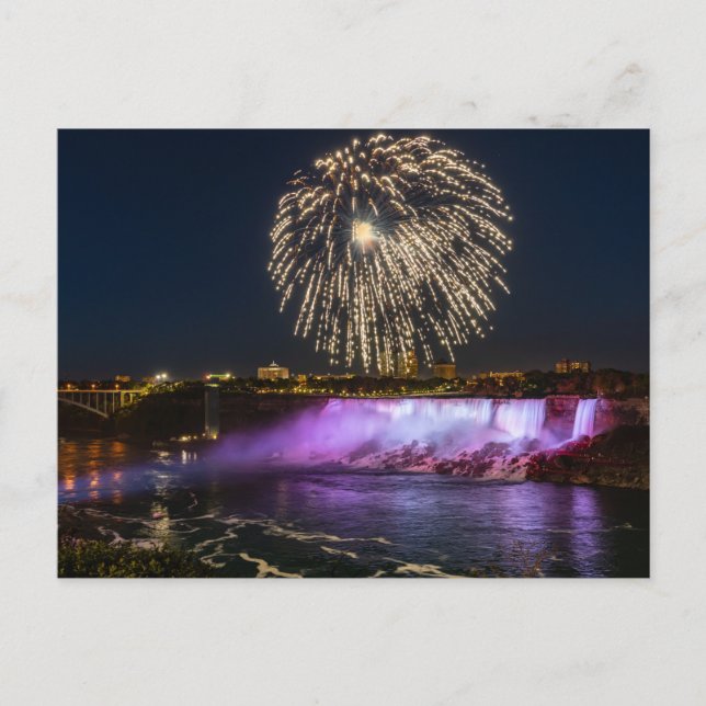 Feuerwerk über den Niagarafällen Postkarte Vykort (Framsida)