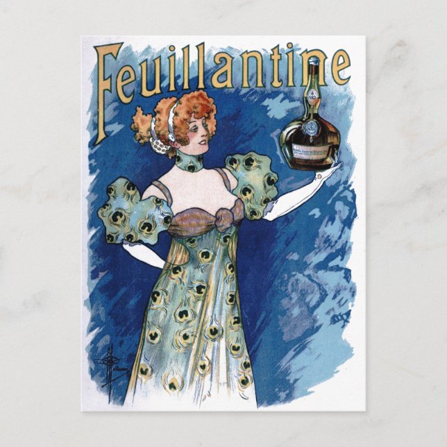 Feuillantine Liqueur Advertisement Vykort (Framsida)