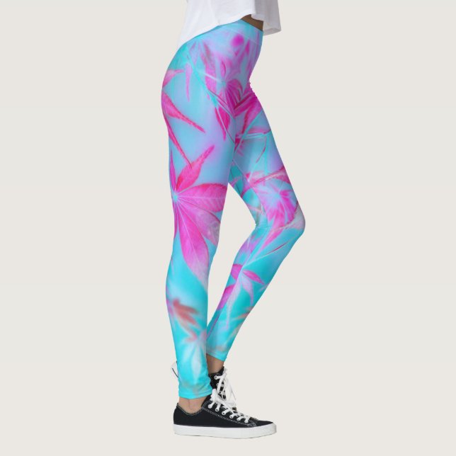 feuille bleue rose leggings (Höger)
