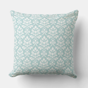 Feuille Damask 2-vägs Rpt Ptn Anka Egg Blue & Whi Kudde