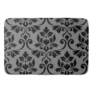 Feuille Damask Lg Mönster Black på Grått Badrumsmatta