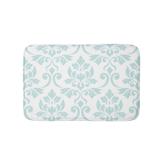 Feuille Damask Lg Mönster Light Teal on White Badrumsmatta (Framsidan)