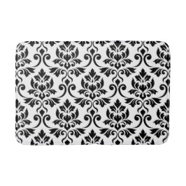 Feuille Damask Pattern Black Badrumsmatta