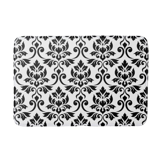 Feuille Damask Pattern Black Badrumsmatta (Framsidan)