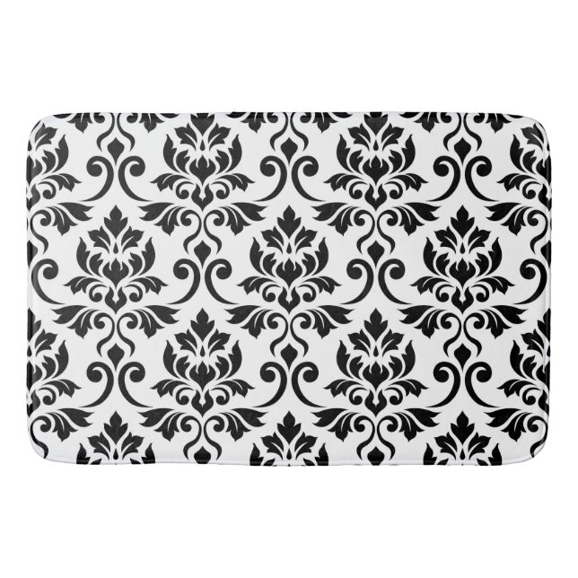 Feuille Damask Pattern Black on White Badrumsmatta (Framsidan)