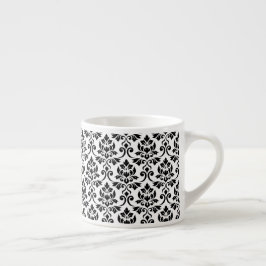 Feuille Damask Pattern Black on White Espressomugg