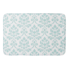 Feuille Damask Pattern Light Teal on White Badrumsmatta