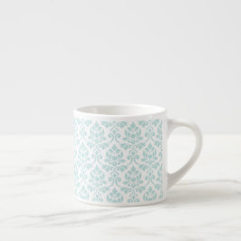 Feuille Damask Pattern Light Teal on White Espressomugg