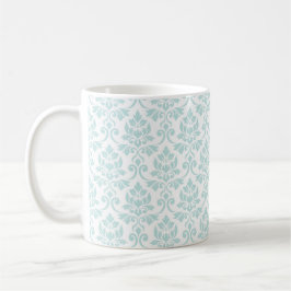 Feuille Damask Pattern Light Teal on White Kaffemugg