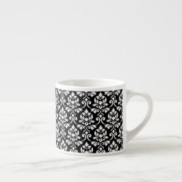 Feuille Damask Pattern White på Black Espressomugg
