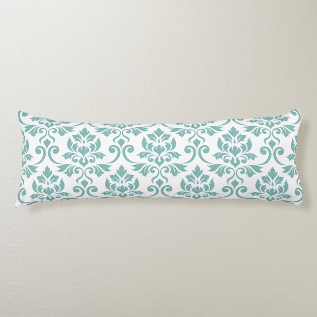 Feuille Damask Teal Large Mönster Kroppskudde (Framsidan)