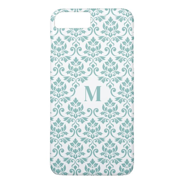 Feuille Damask Teal Mönster (Anpassningsbar) Case-Mate iPhone Skal (Baksida)
