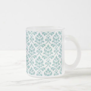Feuille Damask Teal Mönster Frostad Glasmugg