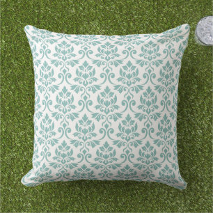Feuille Damask Teal Mönster Kudde