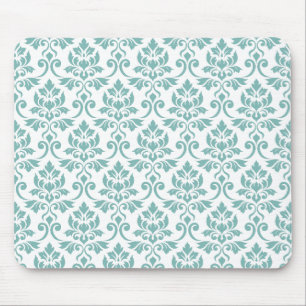 Feuille Damask Teal Mönster Musmatta
