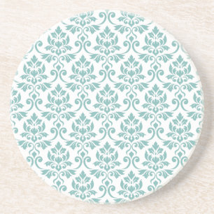 Feuille Damask Teal Mönster Underlägg