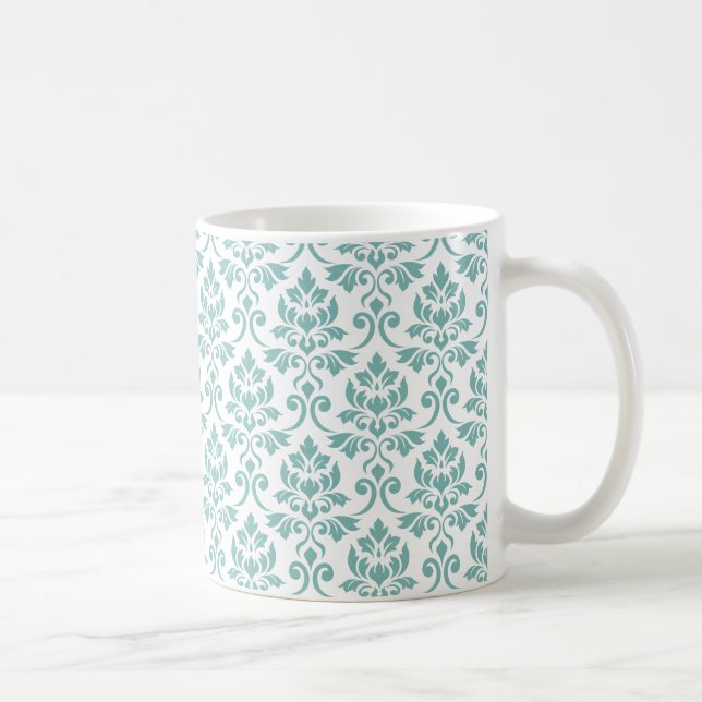 Feuille Damask Teal Pattern Kaffemugg (Höger)
