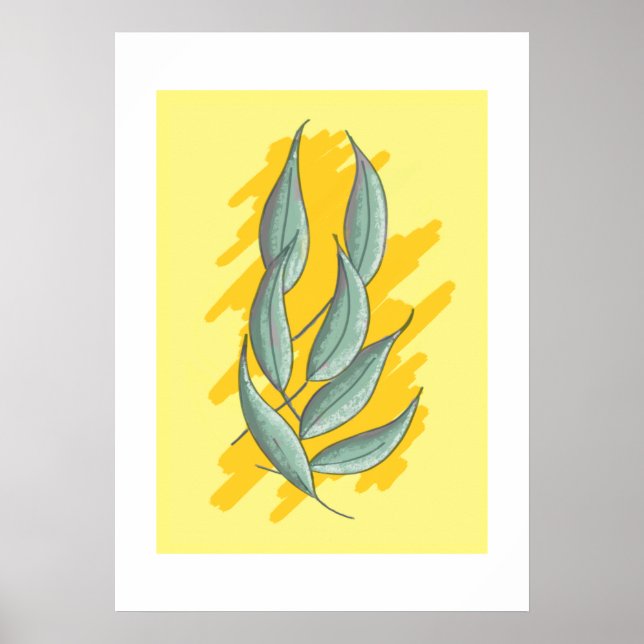 Feuille eucalyptus verte dessin manuel. poster (Framsidan)