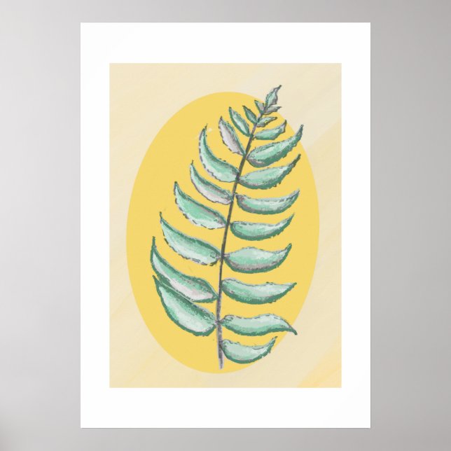 Feuille Fougère dessin manuel couleurs Poster (Framsidan)