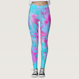 feuille rose  leggings