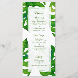 Feuille tropical d'aquarelle épousant le menu meny