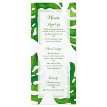 Feuille tropical d'aquarelle épousant le menu