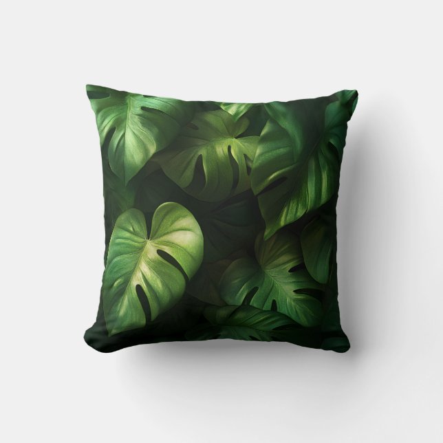 Feuilles de Monstera Tropicales - Design Vert Luxu Kudde (Framsida)