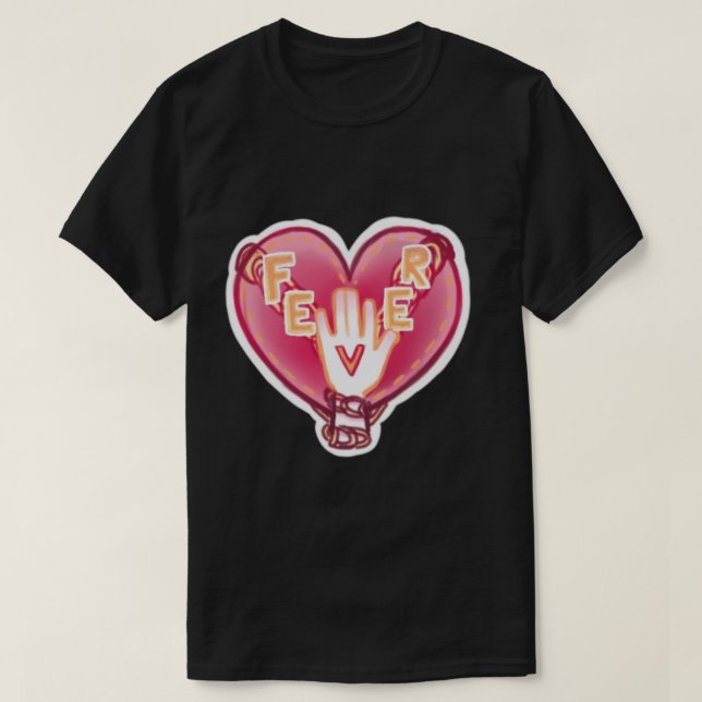 Fever ENHYPEN Chached Heart Logotyp Sticker T Shirt (Design framsida)