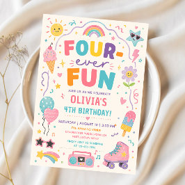 Fever Fun Färgglad Födelsedag Inbjudningar
