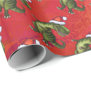 Fextive TRex Dino Mönster på Red Presentpapper
