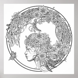 Fey Flower: XLARGE DIY Coloring by Sonja A.S. Poster