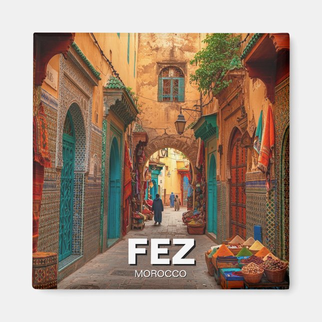 Fez Marocko Travel Magnet (Framsidan)