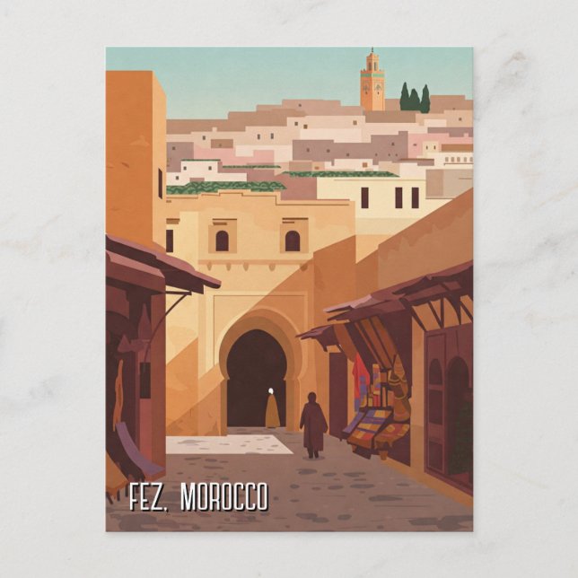 Fez Marocko Travel Vykort (Framsida)