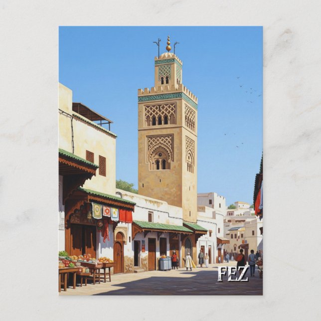 Fez Marocko Travel Vykort (Framsida)