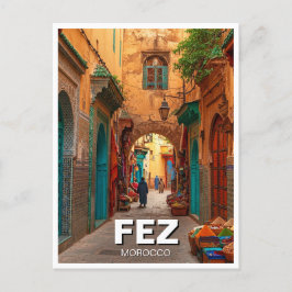 Fez Marocko Travel Vykort