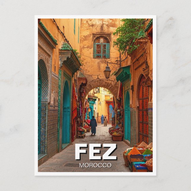 Fez Marocko Travel Vykort (Framsida)