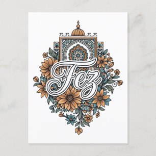 Fez Marockos Blommigt Helg Vykort